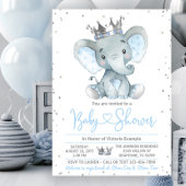 Boy Elephant Prince Baby shower Uitnodiging