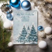 Blauwe Winter Onederland 1e Verjaardag uitnodiging