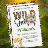Wild One Safari Animals First Birthday Boy Papieren Bordje