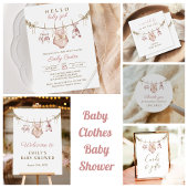 Boho Waterverf Babykleding Meisje Baby shower Kaart