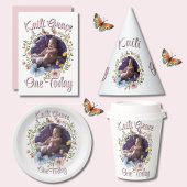 Meisje 1e verjaardag Spring Butterfly Ronde Sticker