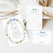 Blauw Baby shower Spring Bloemen Boog Game Kaart Notitiekaartje
