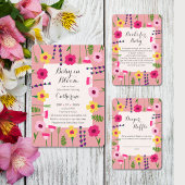 Baby in bloei kleurrijk bloemig Baby shower Bedankkaart