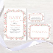 Roze Wilde Bloem Baby Shower Bedankkaart