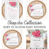 Waterverf Roze Bloemen Baby shower Dank u kaart