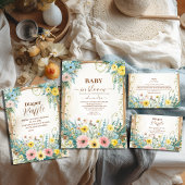 Baby in Bloom Blush & Blauwgroen lente bloemendouc Kaart