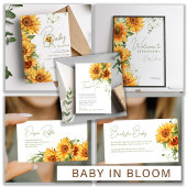 Zonnebloem baby in bloei elegant baby shower bedankkaart
