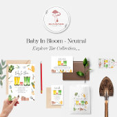Baby in bloei rode regenlaarzen tuinieren cadeaulabel