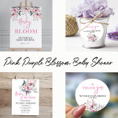 Roze Floral-Baby in het Baby shower Bloom Waterfles Etiket