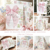 Baby in Bloom Book Request Pink Bow Baby shower Informatiekaartje