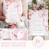 Pink Bow Baby In Bloom Baby Shower Invitation Kaart
