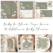 Elegant Wildflower Sage Green Baby shower Kaart