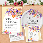 Baby in Bloom Vibrant Spring Flowers Baby shower Papieren Bordje