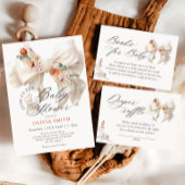 Herfst in Liefde Witte Boog Bloemen Baby shower Acryl Uitnodigingen