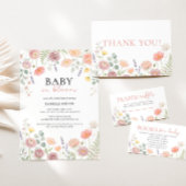 Baby In Bloom Blush & Teal Spring Floral Shower Kaart