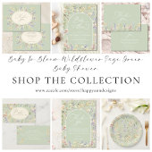 Baby in Bloom Wildflower QR Sage Green Baby shower Kaart