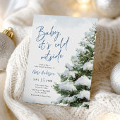 Baby It's Cold Outside Blue Baby Shower Invitation Kaart