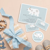 Polar Beer Blue Boy Baby shower Bedankt Ronde Sticker