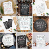 Blue Boy's Winter Kerstmis Baby shower Dank u Bedankkaart