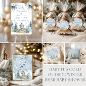 Blauw Goud Baby Het is Koud Buiten Baby shower Acryl Uitnodigingen
