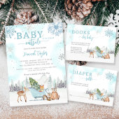 Luier Raffle Winter Woodland Boy Baby shower Informatiekaartje