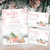 Luier Raffle Winter Woodland Meisjes Baby shower Informatiekaartje