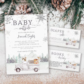 Woodland Winter Baby shower Diaper Raffle Informatiekaartje