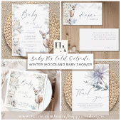 Elegant Simple Flower Winter Baby Shower  Bedankkaart