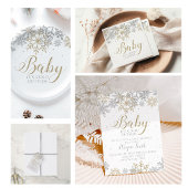 Boeken voor Baby Silver Gold Snowflake Informatiekaartje