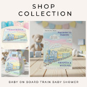 Waterverf Train Whimsical Baby shower Bedankkaart