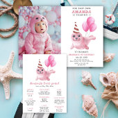 Onze Baby Seal 1e Verjaardag Roze Meisje Partij Kaart