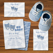 Oh Baby | Baby Shoes Dusty Blue Boy Baby shower Ronde Sticker