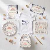 Navy Blue Hond 1e Babyborrel Romper