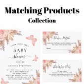 Roos goudpampas baby shower diaper treinkaartje informatiekaartje