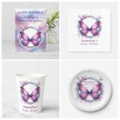 Paarse Vlinder Baby shower Dank u Ronde Sticker