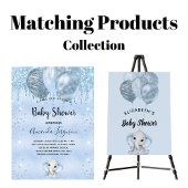 Baby shower lichtblauwe glitter drip jongen bedank bedankdoosjes