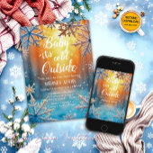 Rustieke Baby het is koud buiten Winter Baby showe Ronde Sticker