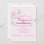 Pink Bows Baby Shower Informatiekaartje
