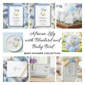 Baby Shower Lily with Bluebird Display Shower Informatiekaartje