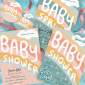 BABY SHOWER Schattigee Wolken Rainbow Rain Custom Uitnodiging Briefkaart