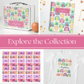 Schattig Roze Regenbogen & Zonnen Patroon Terug na