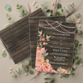 Rustic Country Peony Barn Wood Wedding Bedankkaart (Personaliseer deze collectie van deze onafhankelijke maker. Test)
