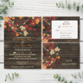 Barn Wood Rustic Fall Leaves Wedding save the date (Personaliseer de collectie van deze zelfstandige maker.)