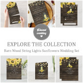 Barn Wood String Lights Sunflower RSVP Uitnodiging Briefkaart