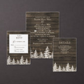 Barnwood Rustic Pine bomen, winter sparen de datum Aankondigingskaart (Personaliseer de collectie van deze zelfstandige maker.)