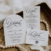 Witte en zwarte kalligrafie bruiloft kaart