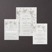 Witte 3D-bloemenrozen bruiloft Etiket (Personaliseer de collectie van deze zelfstandige maker.)