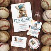 Baseball Teddy Boy Baby shower Memory Tray Game Notitieblok