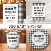 Roze Achtertuin BBQ Baby shower Papieren Bordje