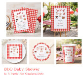 Bbq Baby Shower Rustieke Rood Gestreepte Stof Bedankjes Labels